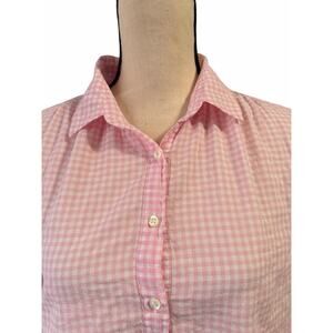 J. Crew Womens Pink White Gingham Popover Collared Tunic Top Blouse Sz 12 Preppy